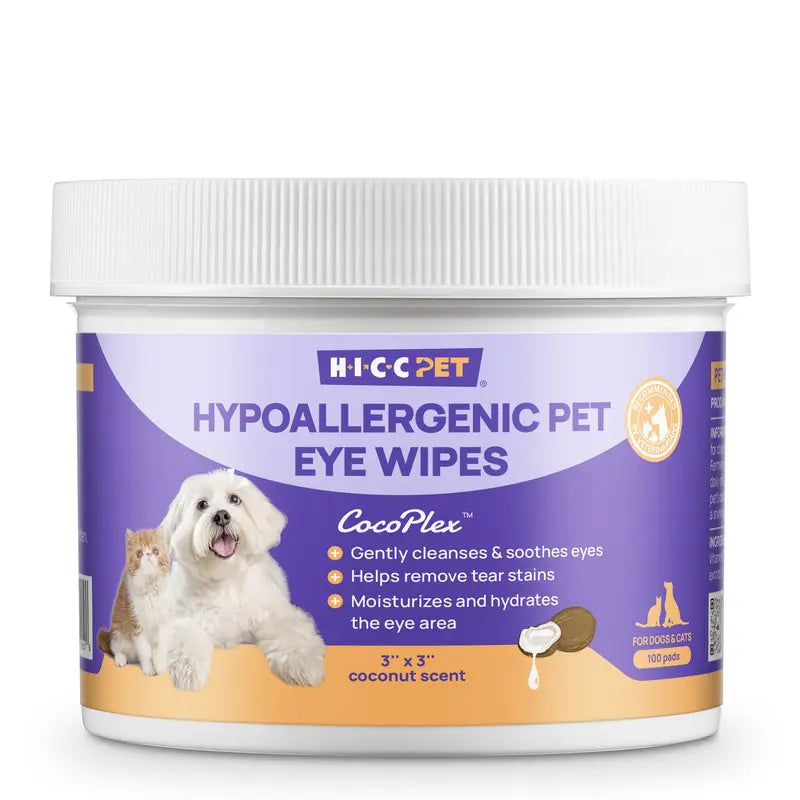 Gentle Tear Stain Cleansing Wipes for Dogs - Eye Area Care with Coconut, Unscented & Manuka Honey Options
