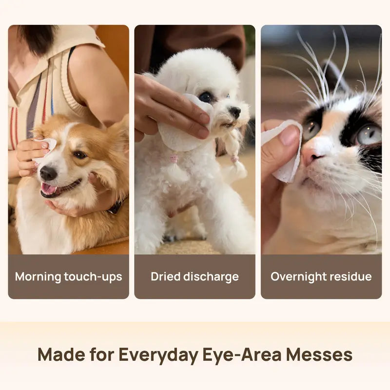 Gentle Tear Stain Cleansing Wipes for Dogs - Eye Area Care with Coconut, Unscented & Manuka Honey Options