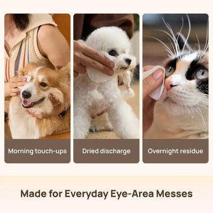 Gentle Tear Stain Cleansing Wipes for Dogs - Eye Area Care with Coconut, Unscented & Manuka Honey Options