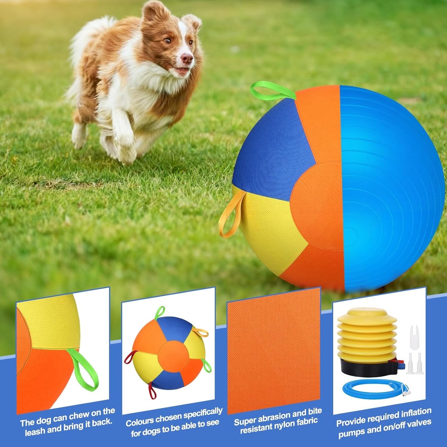 Herding Ball for Dogs, Large Dog Ball with Handles for Outdoor Play