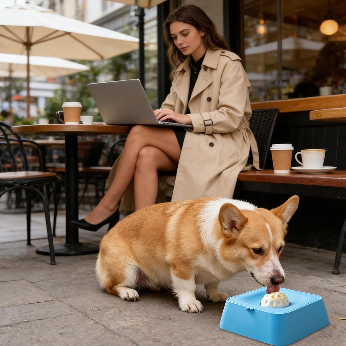 Dog Licking Bowl - Liquid Eating Dish with Ball for Pet