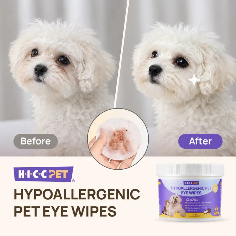 Gentle Tear Stain Cleansing Wipes for Dogs - Eye Area Care with Coconut, Unscented & Manuka Honey Options