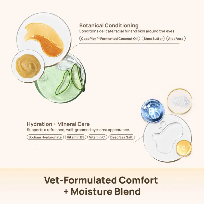 Gentle Tear Stain Cleansing Wipes for Dogs - Eye Area Care with Coconut, Unscented & Manuka Honey Options
