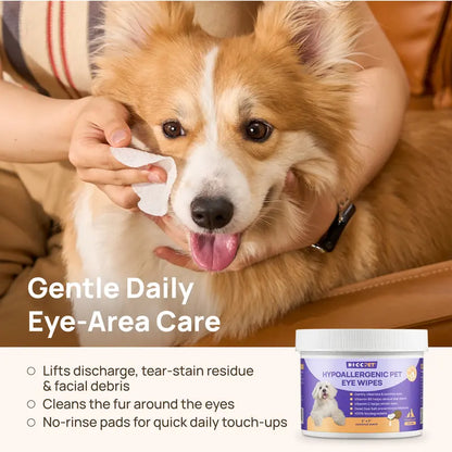 Gentle Tear Stain Cleansing Wipes for Dogs - Eye Area Care with Coconut, Unscented & Manuka Honey Options